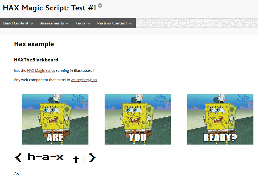 Initial example of magic script web components in Blackboard
