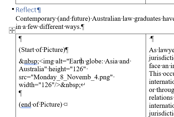 Screenshot of Word document showing a failed Picture style